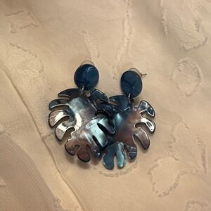 Blue Monstera resin Earrings